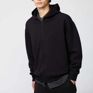 Uniqlo 100% Cotton Black Zip-Up Sweatshirt XXL